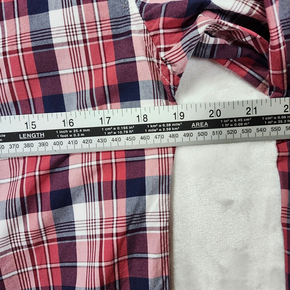 J Crew Slim Fit Plaid Button Down Shirt Men's Size S Red Navy White Cotton Ca - Picture 10 of 11